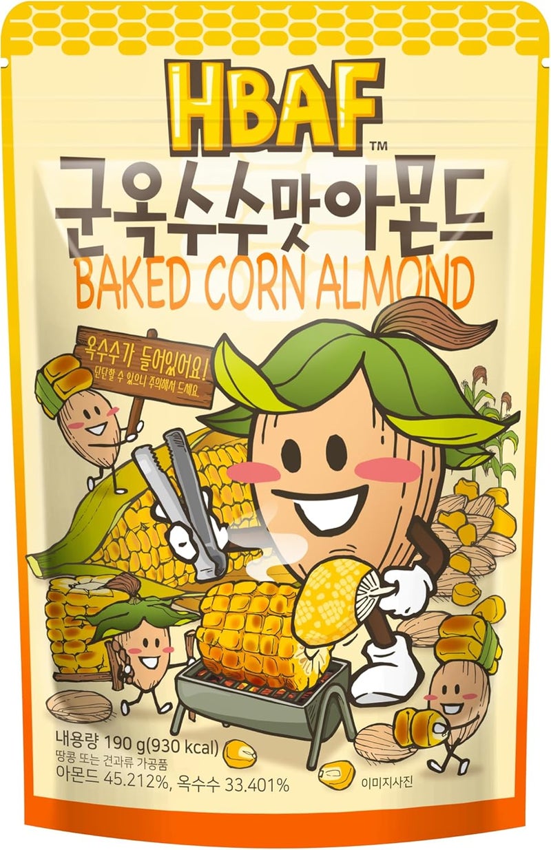 HBAF Korean Baked Corn Crunchy Almonds - 190g - Image 1
